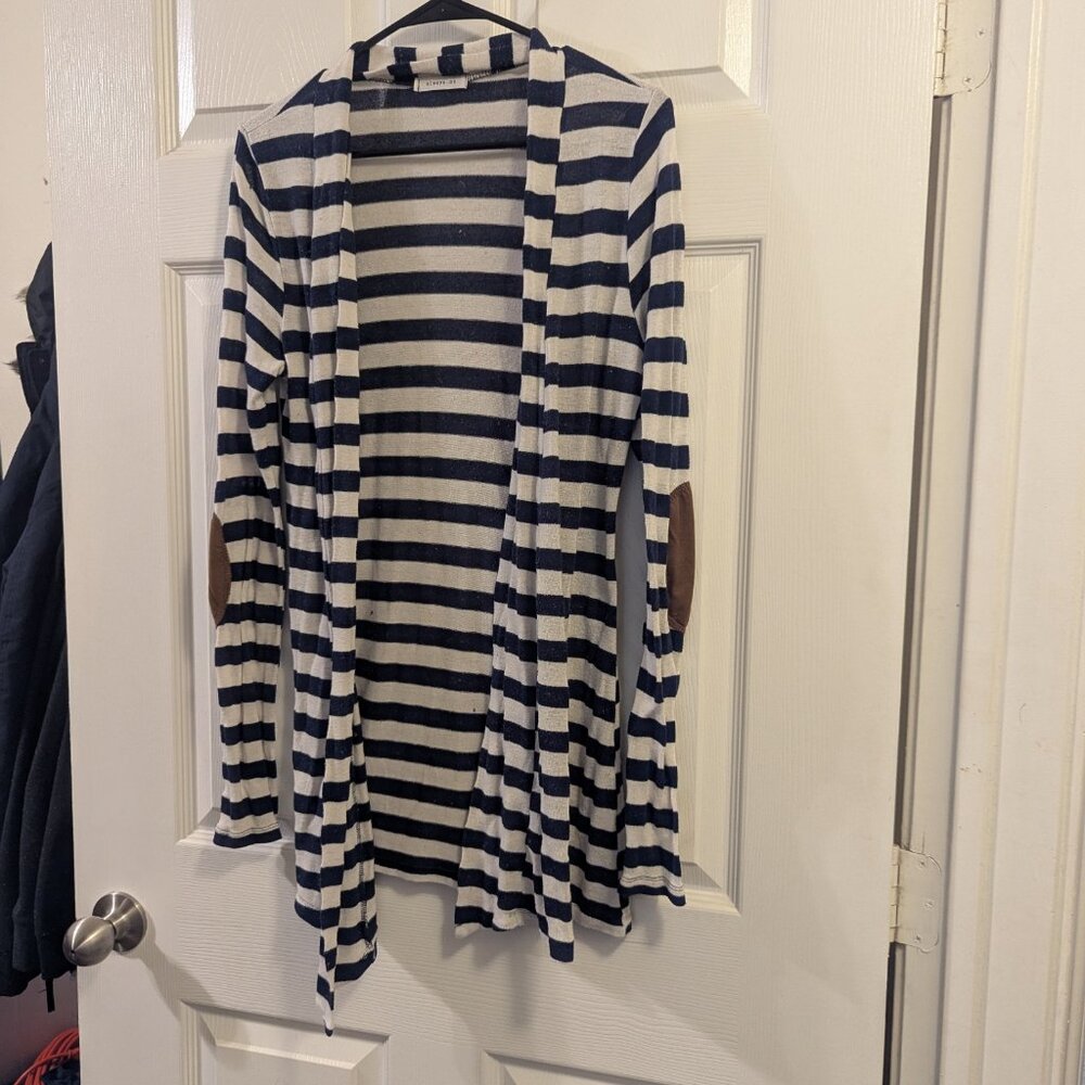 Size Medium - Always Me - Striped Cardigan with Elbow Pads